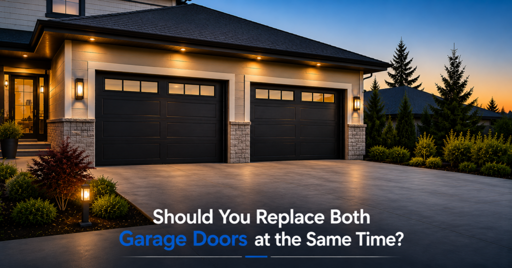 Replace both garage doors side by side on a home
