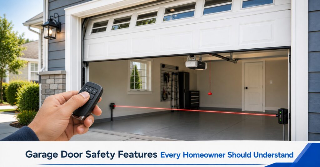 Garage door safety sensors and auto-reverse feature