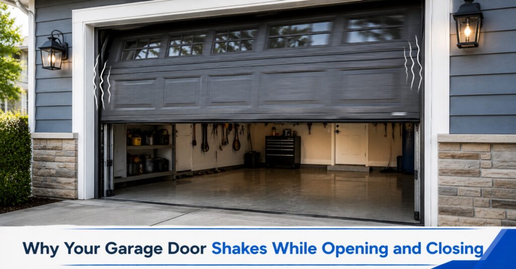 Garage door shaking due to worn rollers or loose hardware