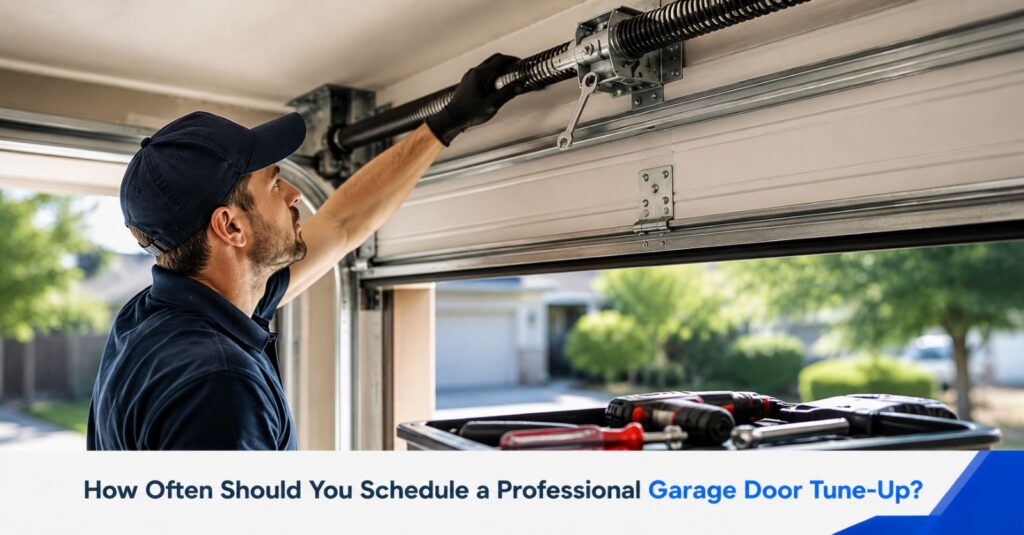 Technician performing garage door tune-up